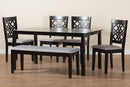Lucy Modern Gray Fabric and Dark Brown 6-Piece Dining Set Baxton