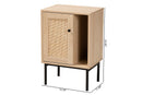 Cosma Light Brown and Black 1-Door Cabinet w/Woven Rattan Accent Baxton