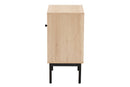 Cosma Light Brown and Black 1-Door Cabinet w/Woven Rattan Accent Baxton