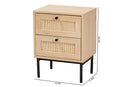Cosma Light Brown and Black 2-Drawer End Table w/Woven Rattan Accent Baxton