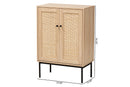 Cosma Light Brown and Black 2-Door Storage Cabinet w/Woven Rattan Accent Baxton