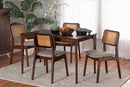 Emerson Gray Fabric and Walnut Brown 5-Piece Dining Set Baxton