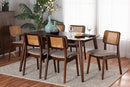 Emerson Gray Fabric and Walnut Brown 7-Piece Dining Set Baxton