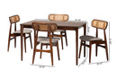 Nitza Gray Fabric and Walnut Brown 5-Piece Dining Set Baxton