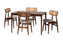 Nitza Gray Fabric and Walnut Brown 5-Piece Dining Set Baxton