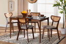 Wren Gray Fabric and Walnut Brown 5-Piece Dining Set Baxton