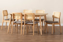 Emerson Gray Fabric and Natural Oak 7-Piece Dining Set Baxton