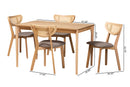 Wren Gray Fabric and Natural Oak 5-Piece Dining Set Baxton