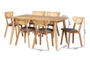 Wren Gray Fabric and Natural Oak 7-Piece Dining Set Baxton