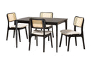 Emerson Cream Fabric and Black 5-Piece Dining Set Baxton