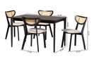 Wren Cream Fabric and Black 5-Piece Dining Set Baxton