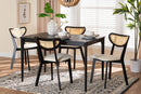 Wren Cream Fabric and Black 5-Piece Dining Set Baxton