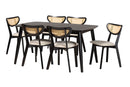 Wren Cream Fabric and Black 7-Piece Dining Set Baxton