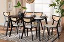 Wren Cream Fabric and Black 7-Piece Dining Set Baxton