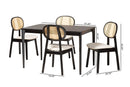 Warren Cream Fabric and Black 5-Piece Dining Set Baxton