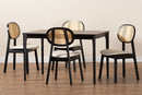 Warren Cream Fabric and Black 5-Piece Dining Set Baxton