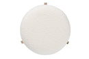 Casanova Japandi Cream Boucle Fabric and Walnut Brown Ottoman Footstool Baxton