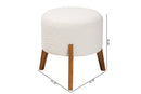 Casanova Japandi Cream Boucle Fabric and Walnut Brown Ottoman Footstool Baxton