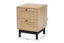 Jiro Light Brown and Black 2-Drawer End Table Baxton