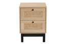 Jiro Light Brown and Black 2-Drawer End Table Baxton