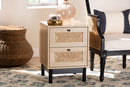 Jiro Light Brown and Black 2-Drawer End Table Baxton