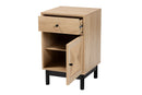Jiro Light Brown and Black 1-Drawer End Table Baxton