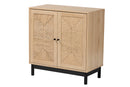 Jiro Light Brown and Black 2-Door Storage Cabinet Baxton