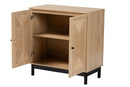 Jiro Light Brown and Black 2-Door Storage Cabinet Baxton
