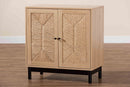 Jiro Light Brown and Black 2-Door Storage Cabinet Baxton