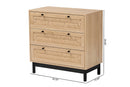 Jiro Light Brown and Black 3-Drawer Storage Cabinet Baxton