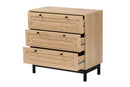 Jiro Light Brown and Black 3-Drawer Storage Cabinet Baxton