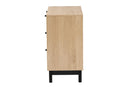 Jiro Light Brown and Black 3-Drawer Storage Cabinet Baxton