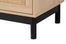 Jiro Light Brown and Black 3-Drawer Storage Cabinet Baxton