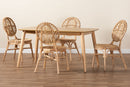 Alinia Natural Brown Rattan 5-Piece Dining Set Baxton