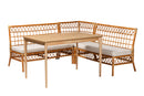 Keswick Honey Rattan 4Pc Dining Nook Set Baxton