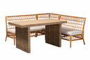 Marlisa Honey Rattan 4Pc Dining Nook Set Baxton