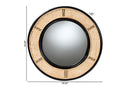 Frey Two-Tone Black and Natural Brown Rattan Accent Wall Mirror Baxton