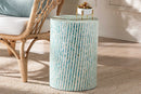 Hirst White and Blue Mother of Pearl End Table Baxton