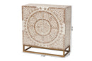 Marella White and Rustic Brown Mother of Pearl Storage Cabinet Baxton