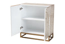 Marella White and Rustic Brown Mother of Pearl Storage Cabinet Baxton