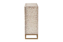 Marella White and Rustic Brown Mother of Pearl Storage Cabinet Baxton