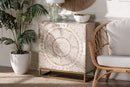 Marella White and Rustic Brown Mother of Pearl Storage Cabinet Baxton