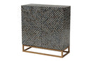 Eckhart Two-Tone Black and Gray Mother of Pearl and Gold Metal Storage Cabinet Baxton