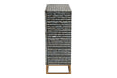 Eckhart Two-Tone Black and Gray Mother of Pearl and Gold Metal Storage Cabinet Baxton