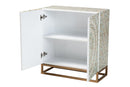 Sawyer Multicolor Mother of Pearl and Gold Metal Storage Cabinet Baxton