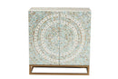 Sawyer Multicolor Mother of Pearl and Gold Metal Storage Cabinet Baxton