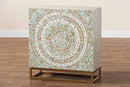 Sawyer Multicolor Mother of Pearl and Gold Metal Storage Cabinet Baxton