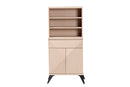 Ana Two-Tone Light Brown and Black Wood Kitchen Cabinet Baxton