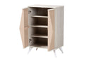 Bastet Light Gray and Brown Wood 2-Door Storage Cabinet Baxton