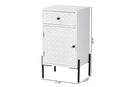 Glenda White and Black Metal 1-Drawer Storage Cabinet Baxton